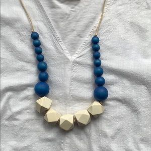 Blue and White block necklace